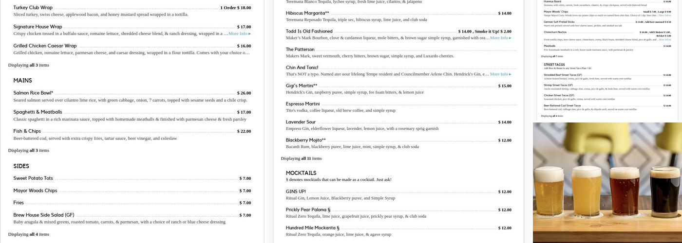 Hundred Mile Brewing Company Menu