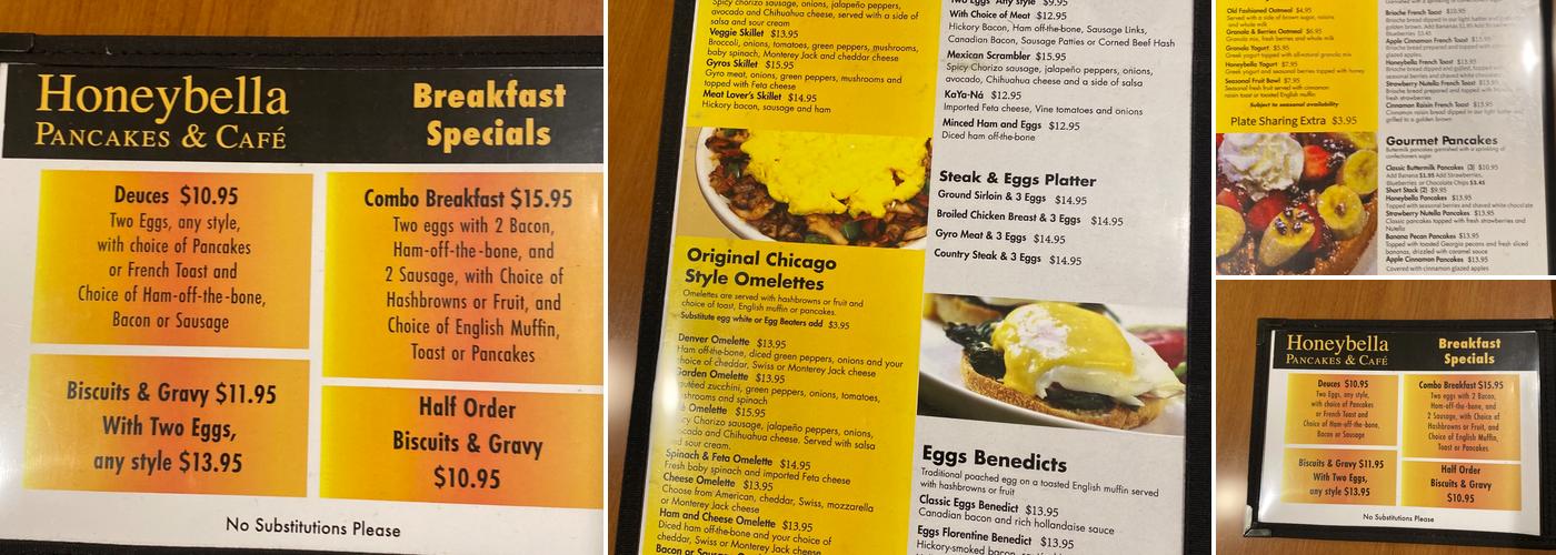 Honeybella Pancakes & Cafe Menu