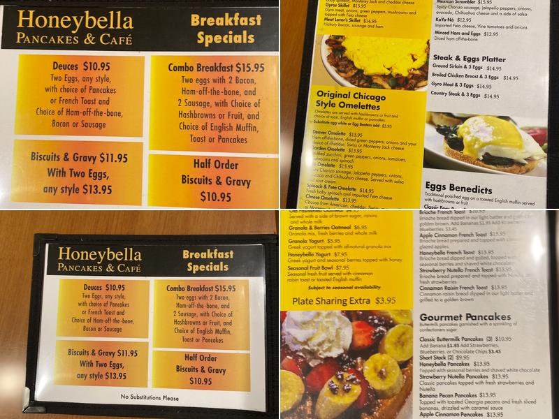 Honeybella Pancakes & Cafe Menu