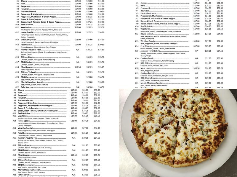 Jeanne's Pizza Pantry Menu