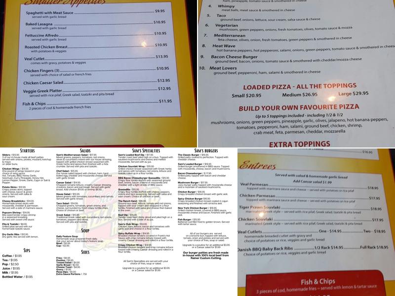Sam's Pizza Ltd Menu