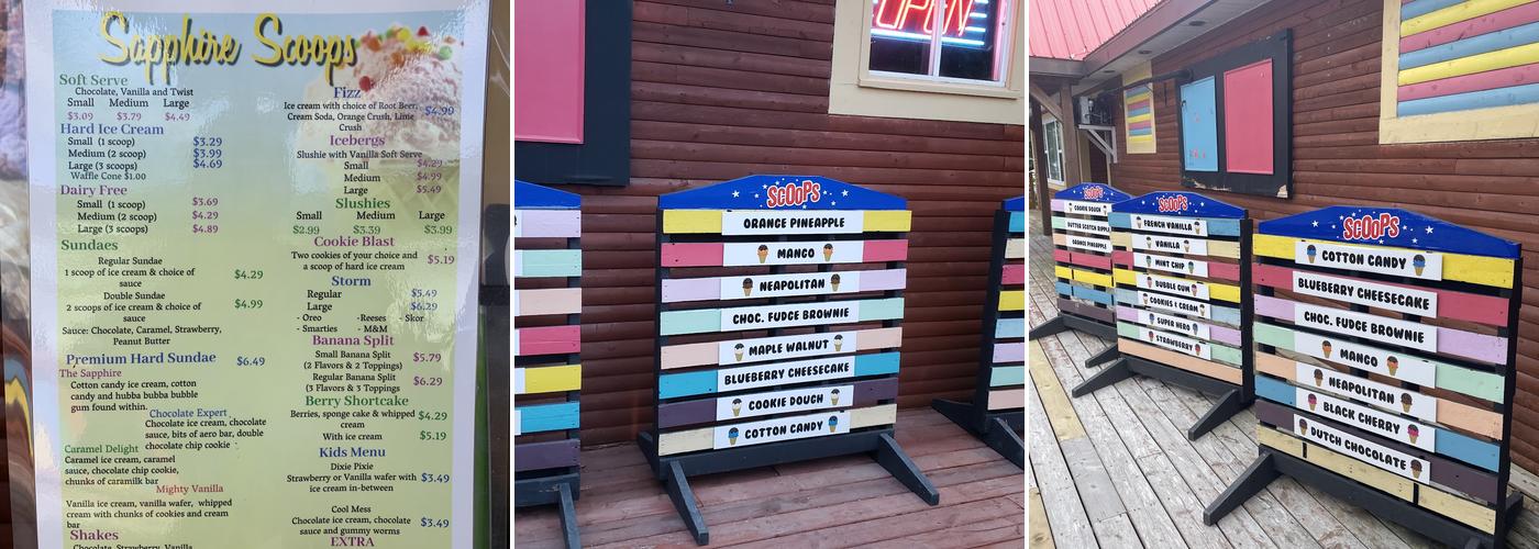 Sapphire Scoops Menu