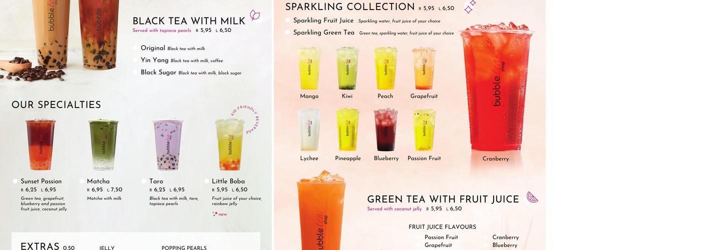 Bubble Tea Shop Menu