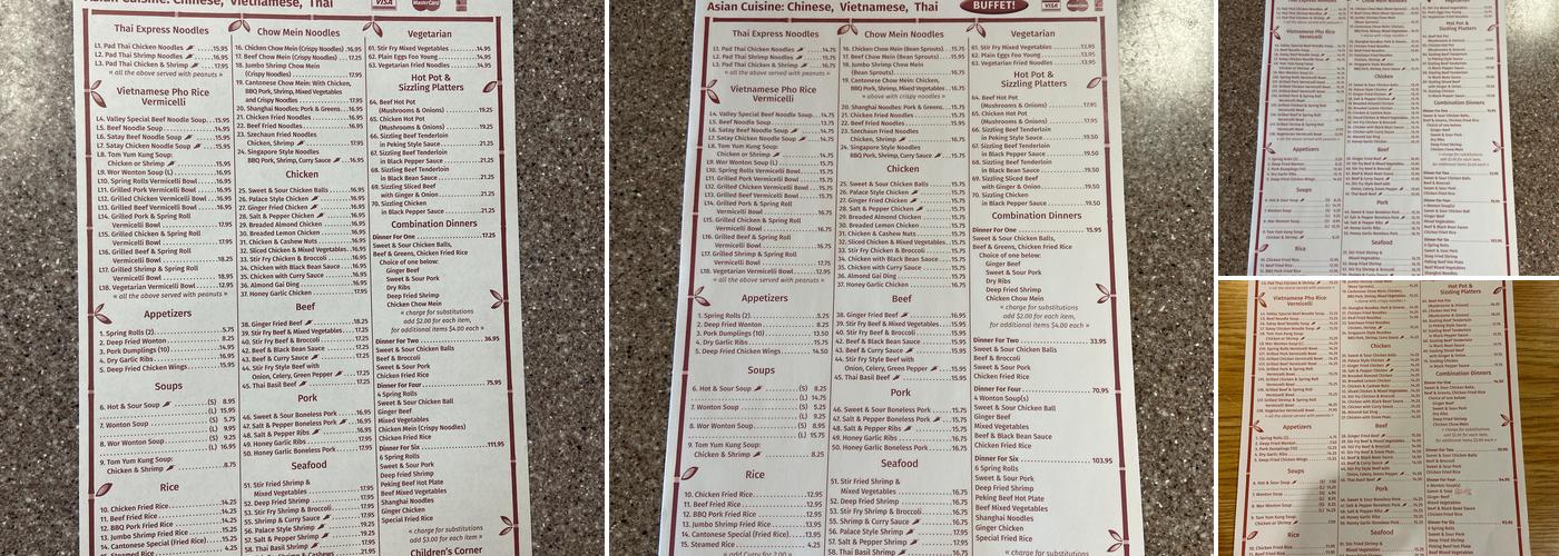 Happy Valley Restaurant Menu