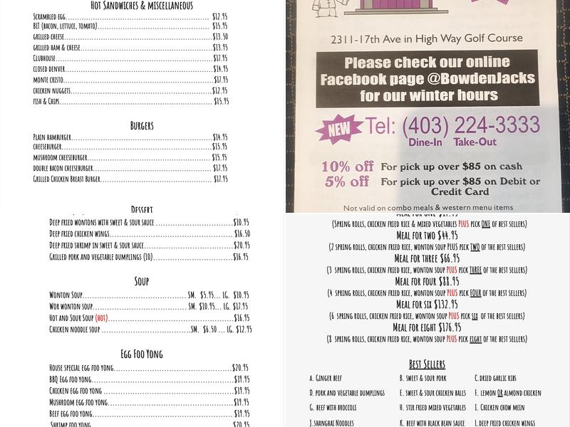 Jack's Kitchen Menu