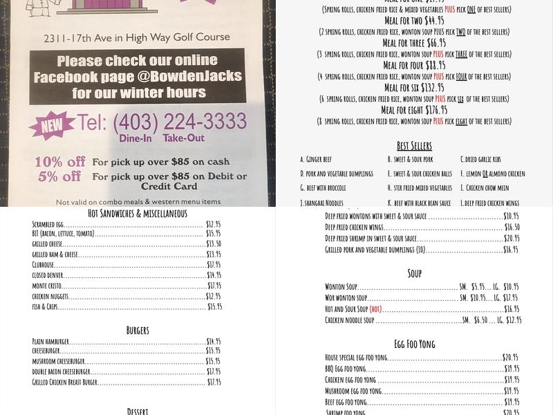 Jack's Kitchen Menu