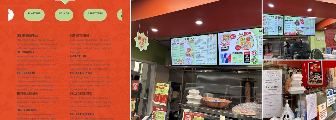 Lazeez Shawarma Menu
