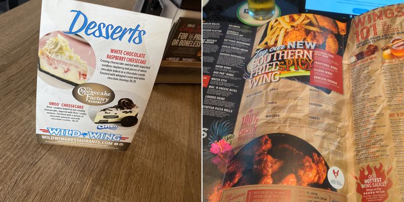 Wild Wing Menu