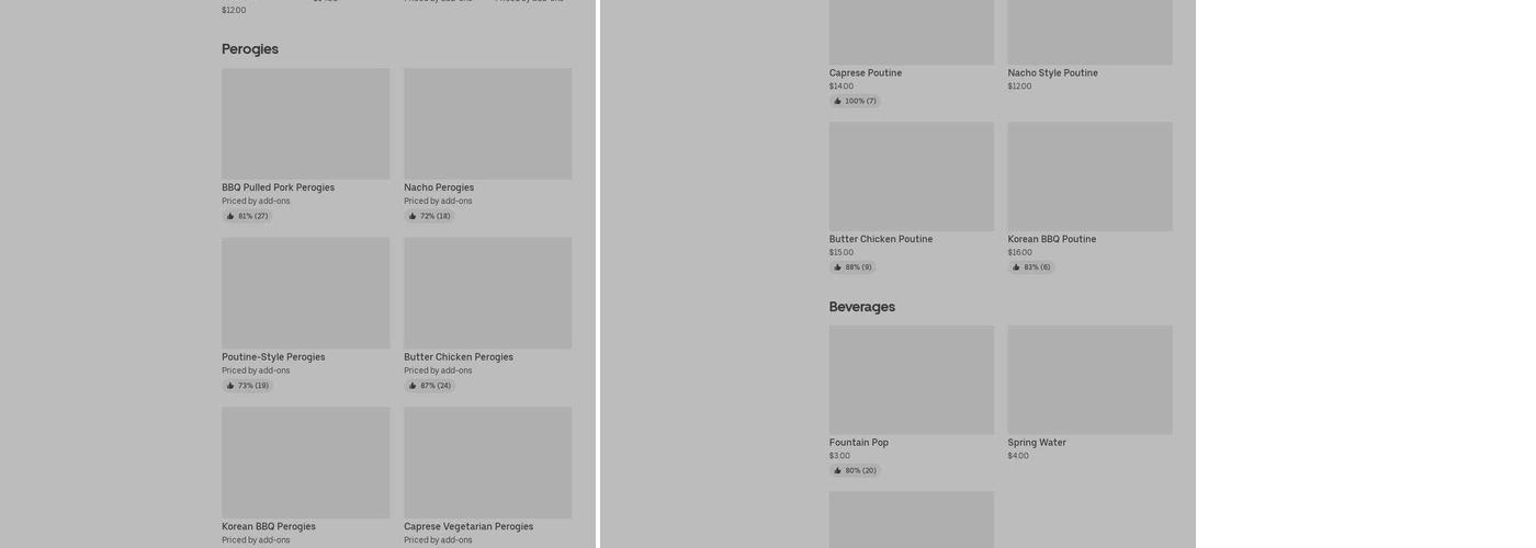 Perogies And Poutine Menu