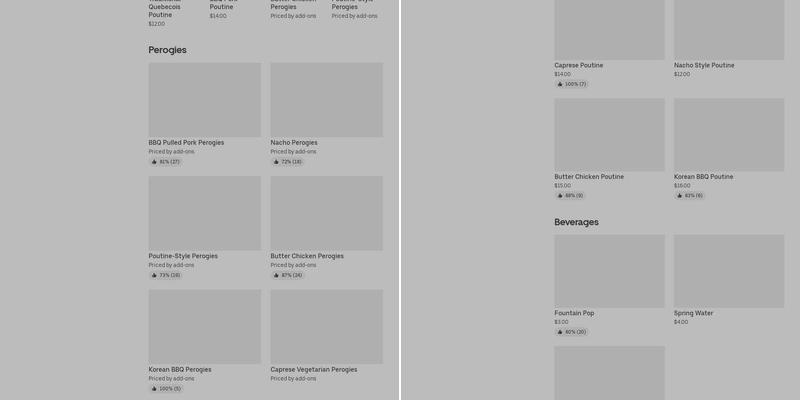 Perogies And Poutine Menu