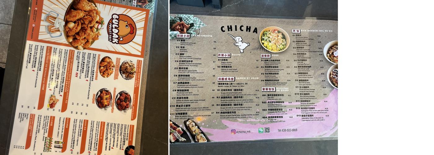Chicha Brossard Menu