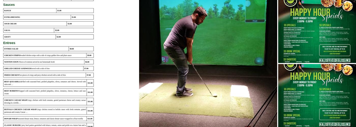 Metro Fairway Indoor Golfing Menu