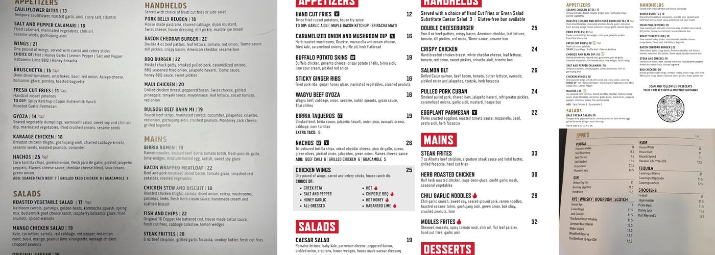Dutton's Original 16 lounge Menu