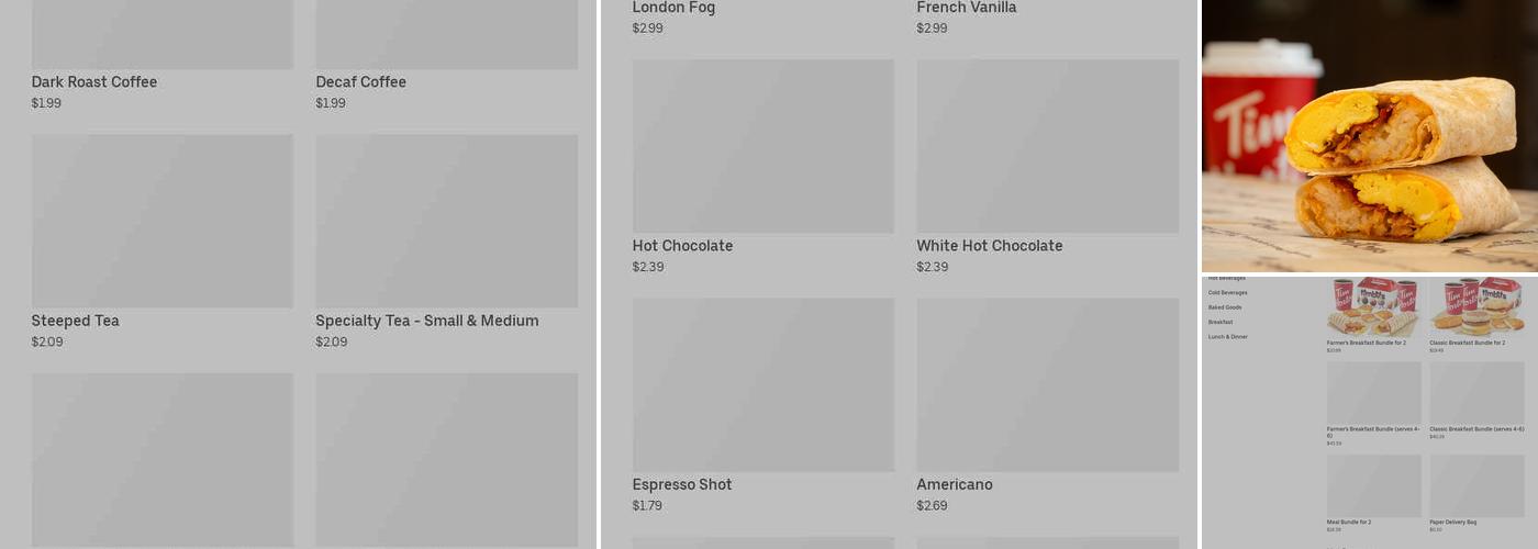 Tim Hortons Menu