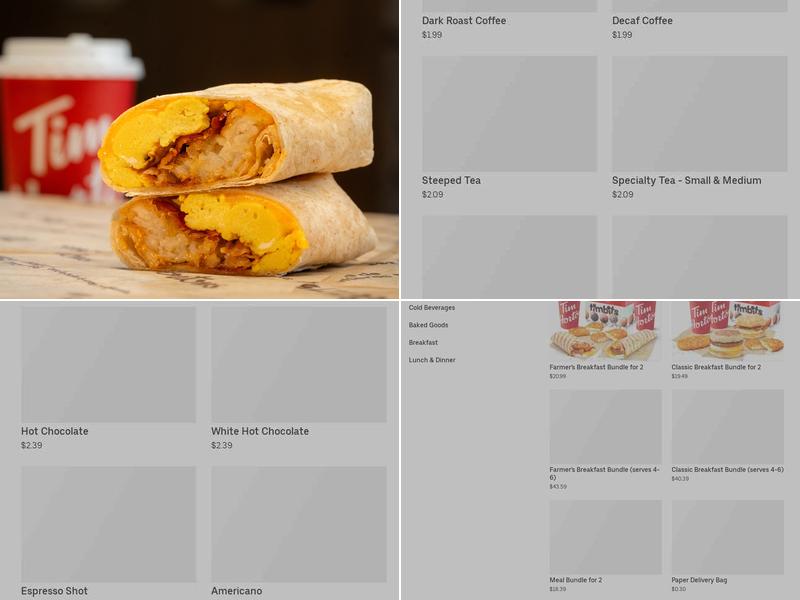 Tim Hortons Menu
