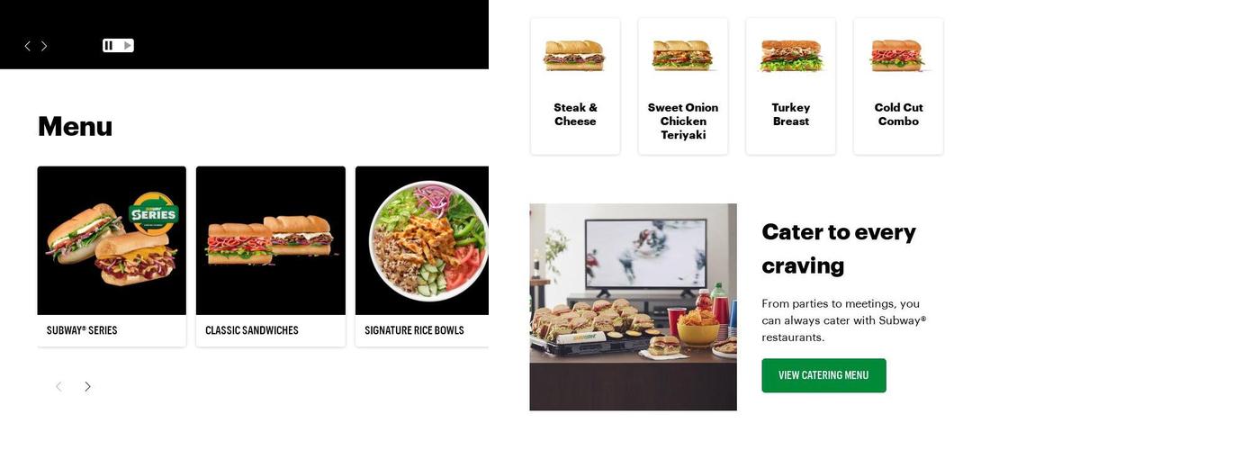 Subway Menu