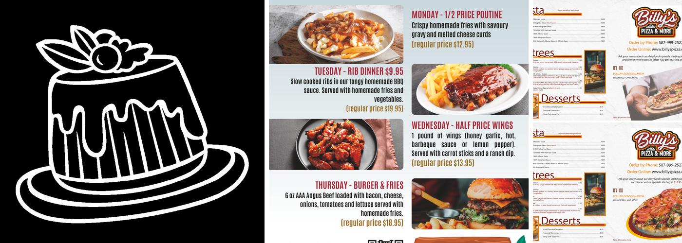 Billy’s Pizza & More Menu
