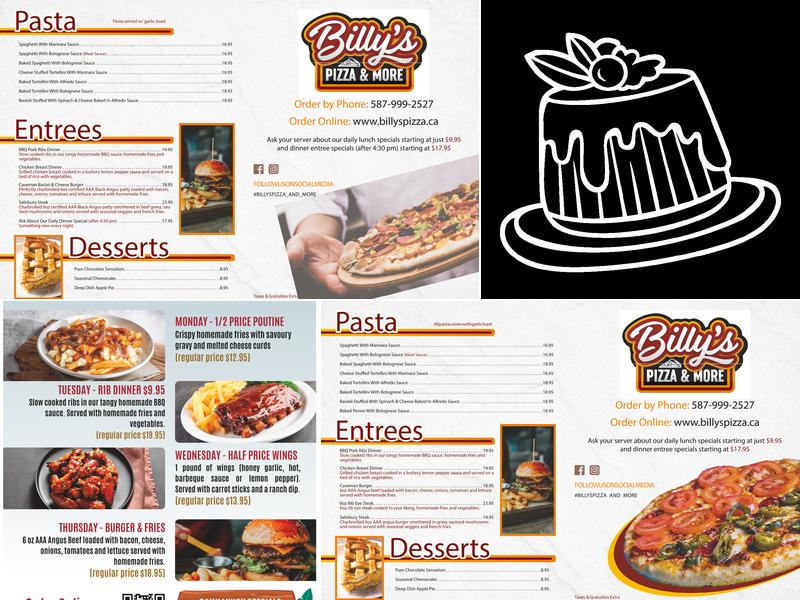 Billy’s Pizza & More Menu