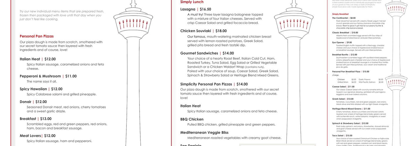 Simplicity Catering Menu