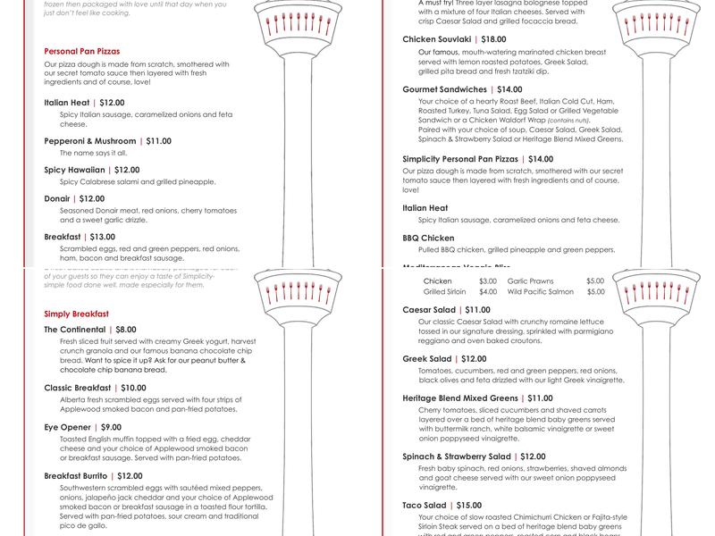 Simplicity Catering Menu