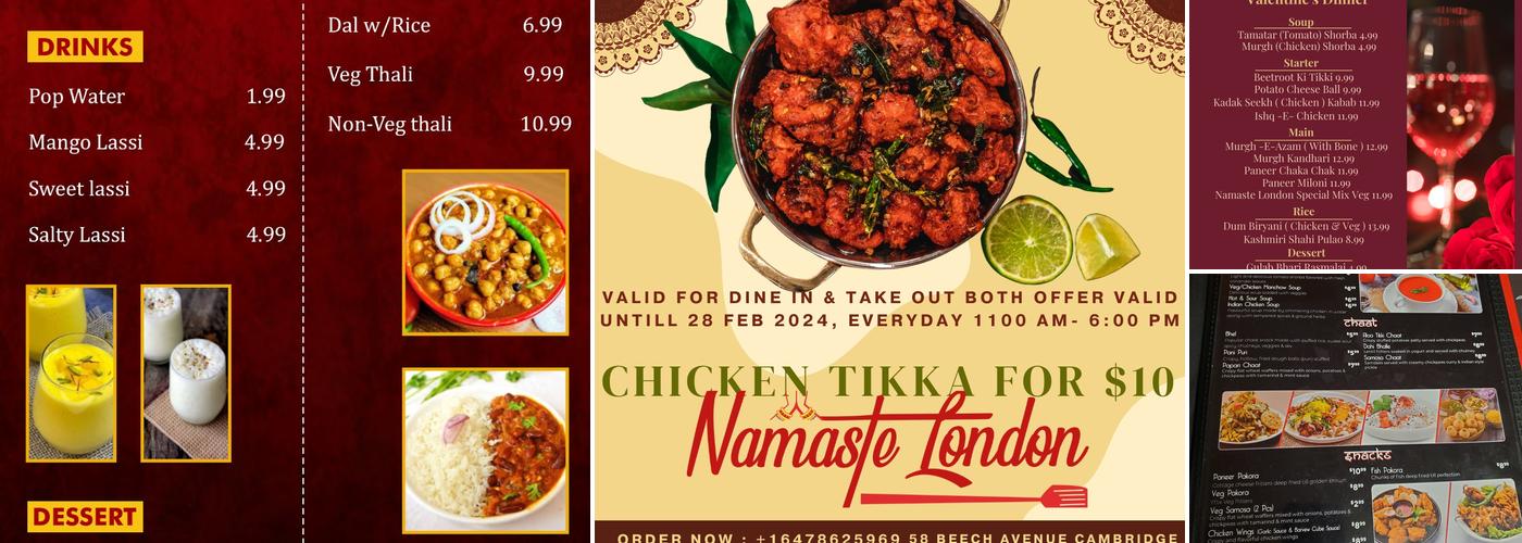 Namaste London - Bar & Grill Menu