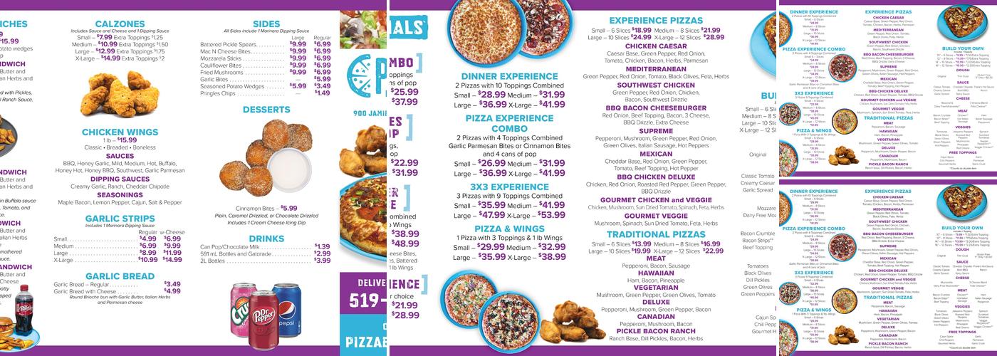 Pizza Experience Menu