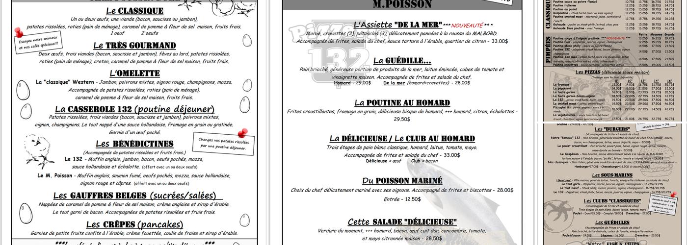 Pizzeria 132 Menu