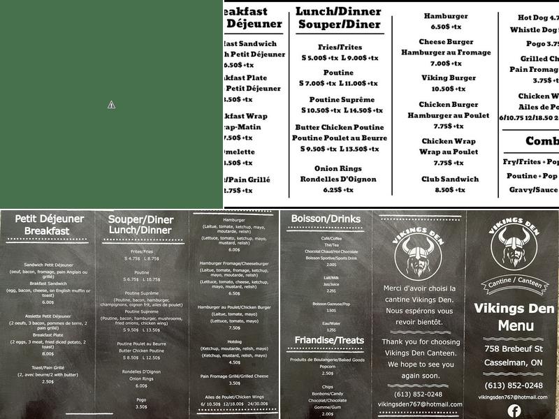Vikings Den Menu
