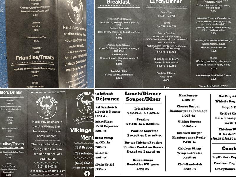 Vikings Den Menu