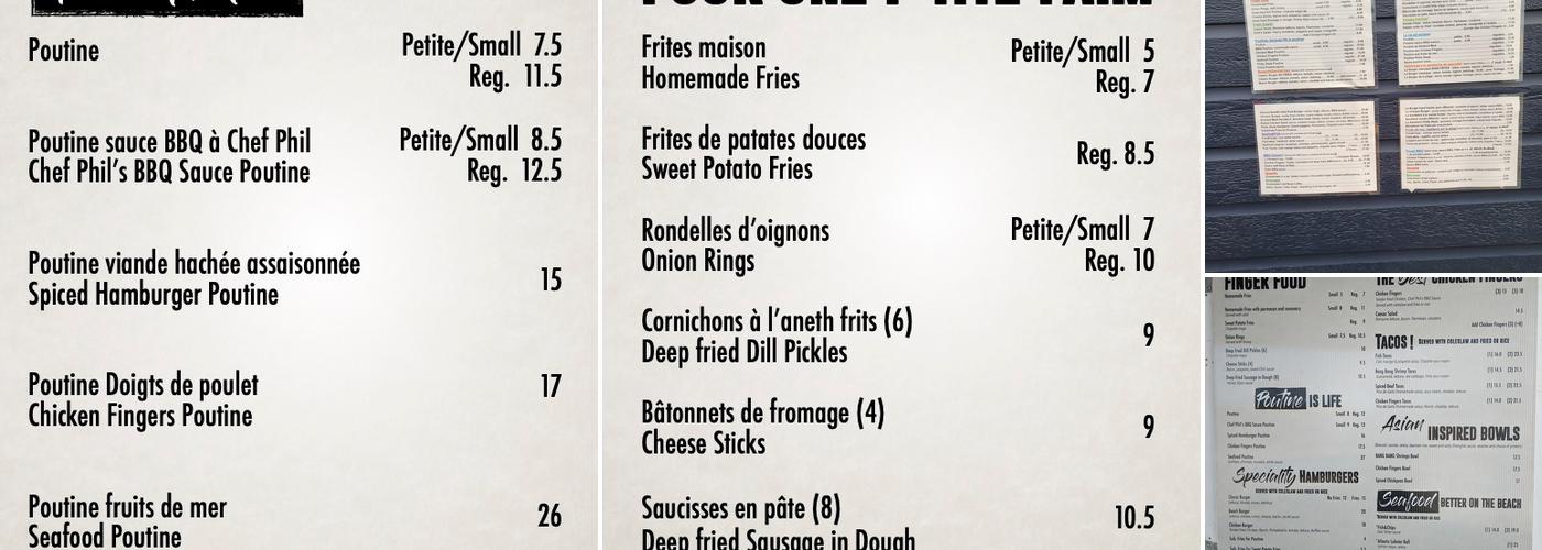 Chez Phil's Kitchen Menu