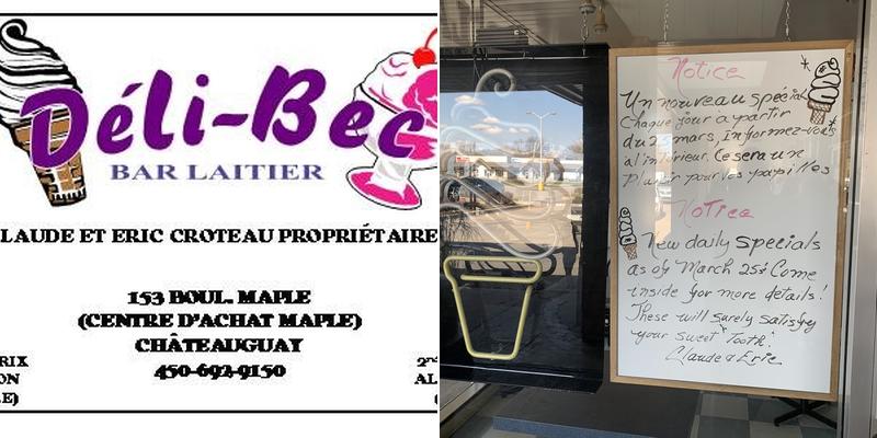 Déli-Bec Bar Laitier Menu