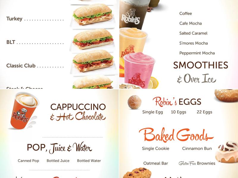 Robins Donuts Menu