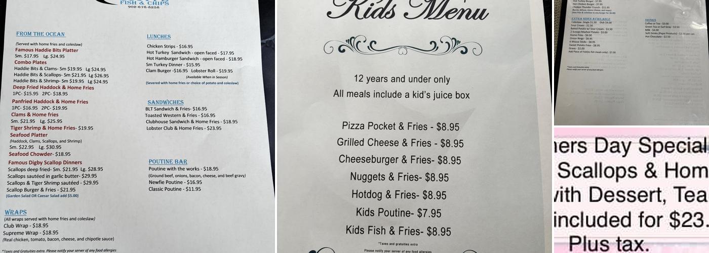 Scott's Fish & Chips Menu