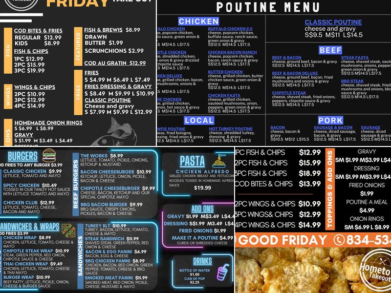 Hometown Takeout Menu