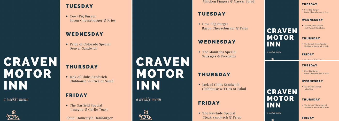 Craven Motor Inn Steak Pit & Tavern Menu