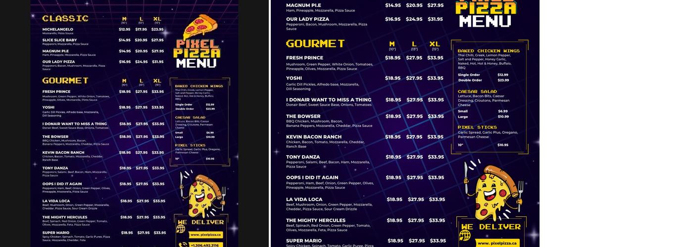 Pixel Pizza Menu