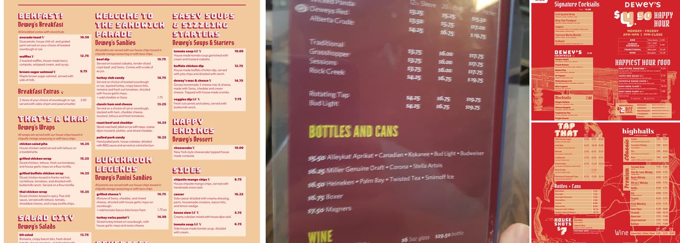 Dewey's Menu