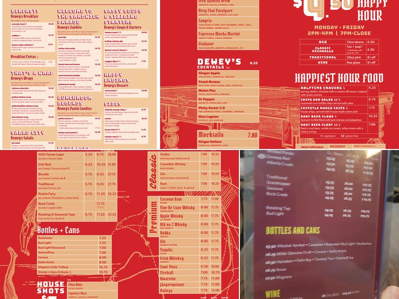 Dewey's Menu