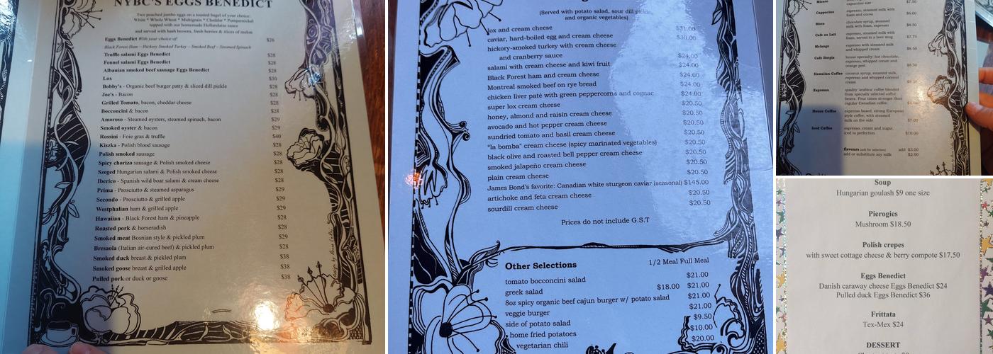 New York Bagel Cafe Menu
