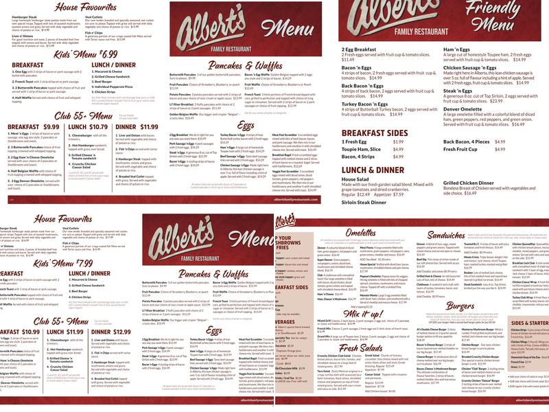 Albert’s Menu