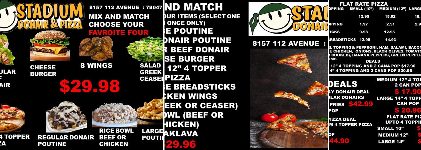 Stadium Donair & Pizza Menu