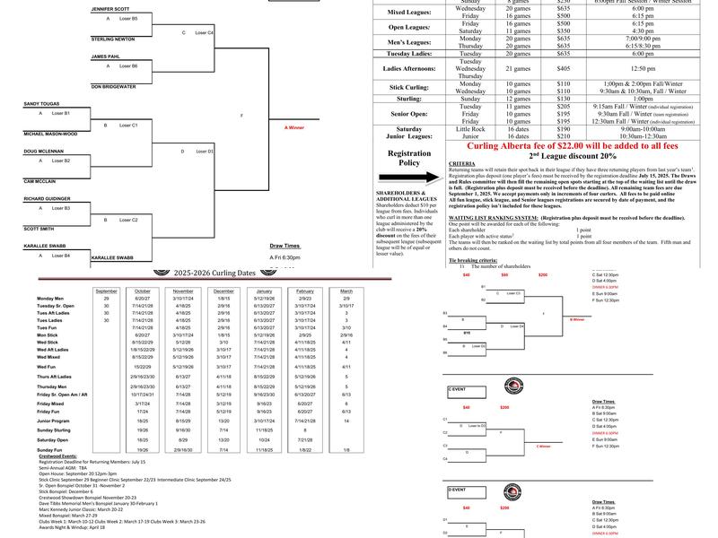Crestwood Curling Centre Menu