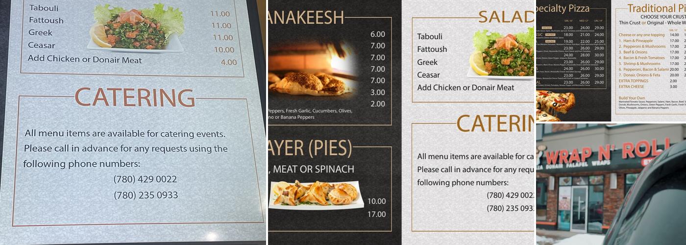 Wrap N Roll Express Menu