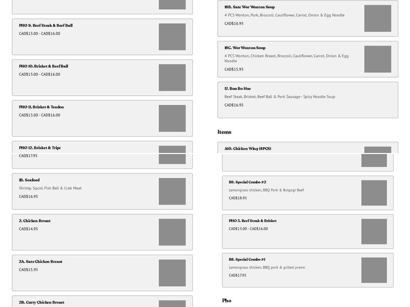 Pho House Chappelle Menu