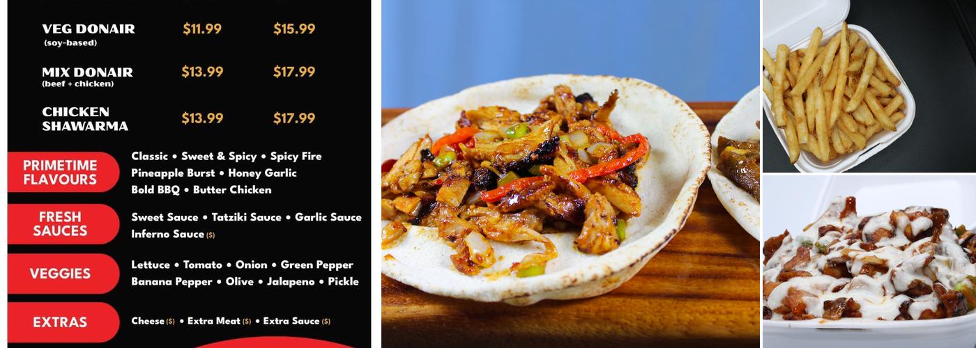 PrimeTime Donair & Poutine Menu