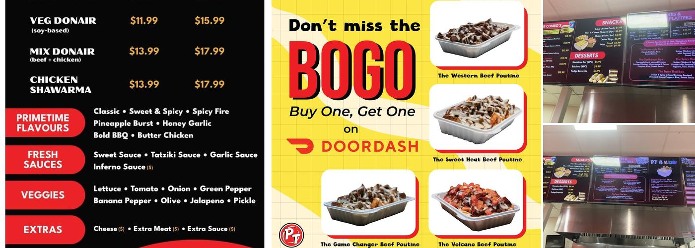 PrimeTime Donair & Poutine Menu