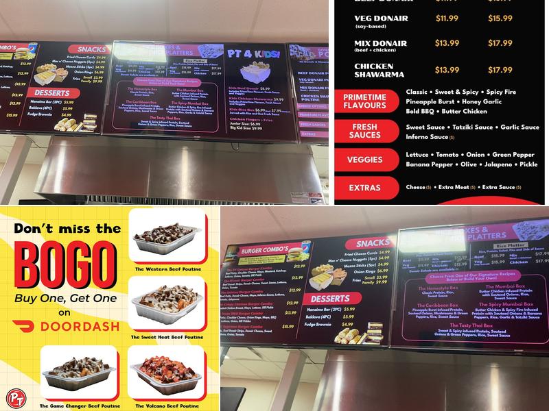 PrimeTime Donair & Poutine Menu