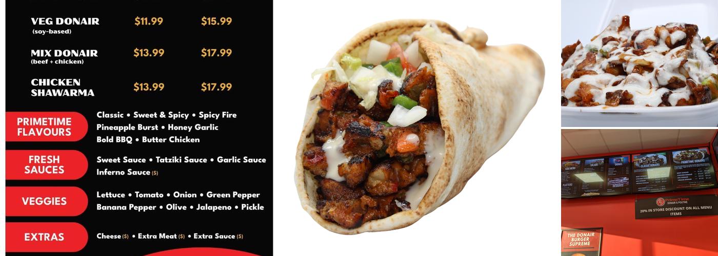 PrimeTime Donair & Poutine Menu
