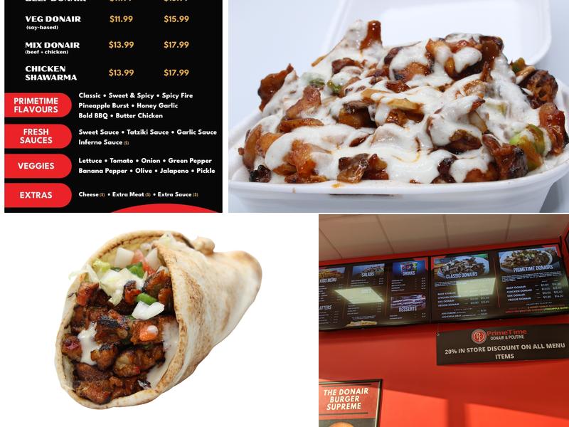 PrimeTime Donair & Poutine Menu