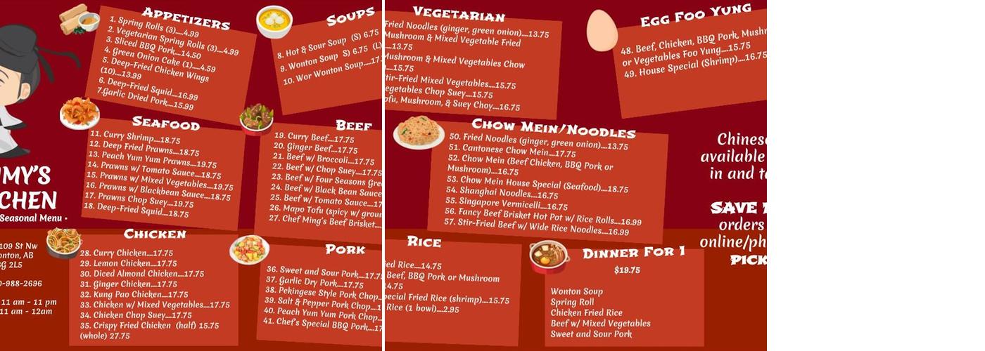 Jimmy's Kitchen Menu